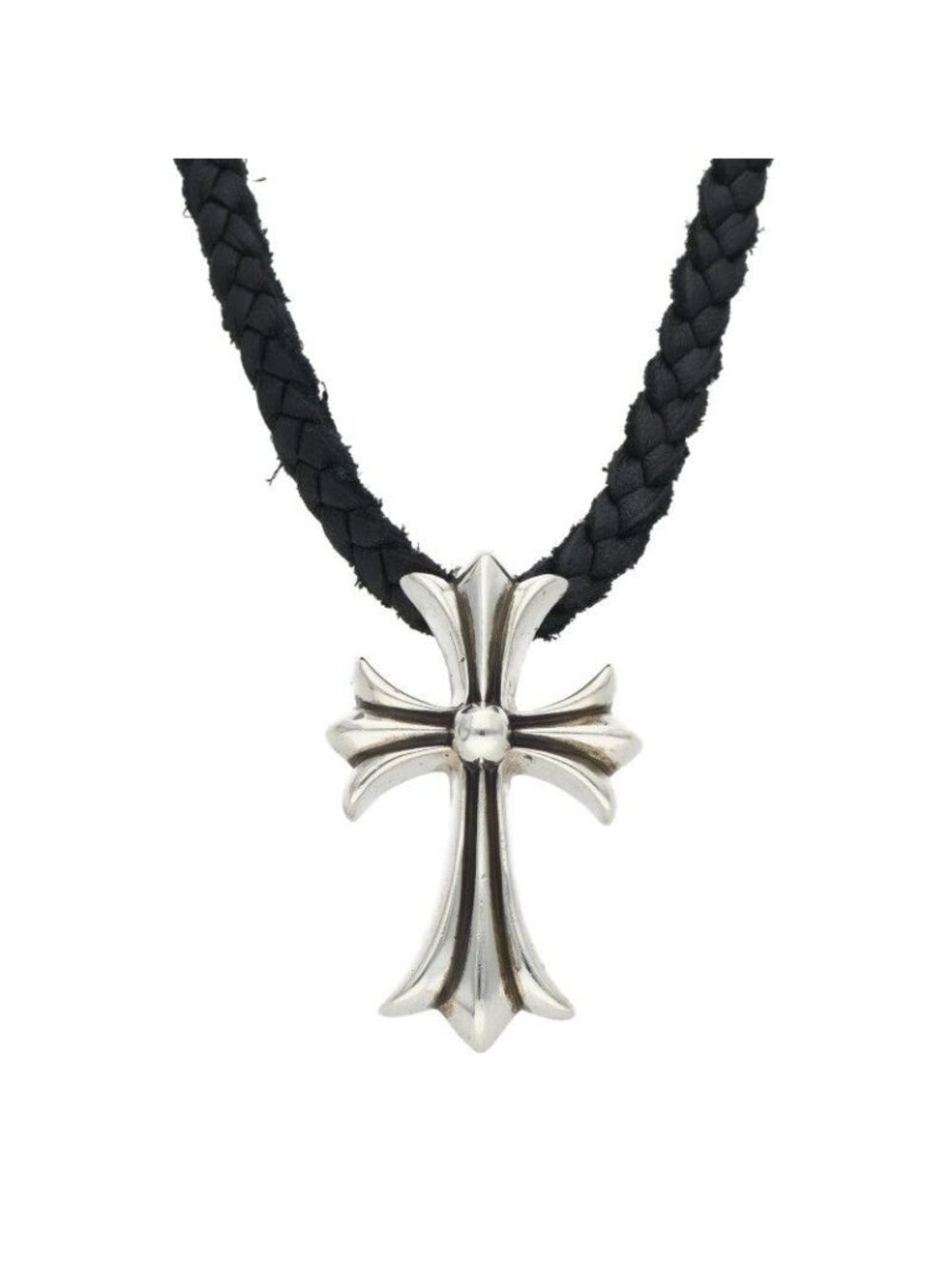 Chrome Hearts CH Cross BC Small CH Crossboro Chip Silver Necklace